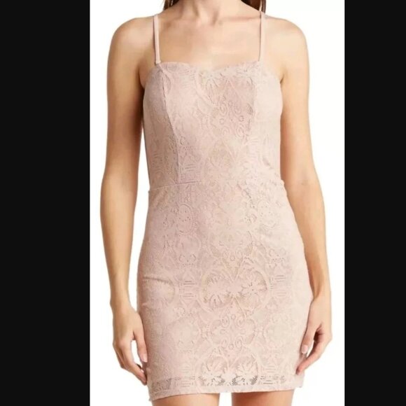 Dress The Population Pink Leanne Lace Cocktail Party Wedding Dress Like New SZ L - Picture 1 of 5
